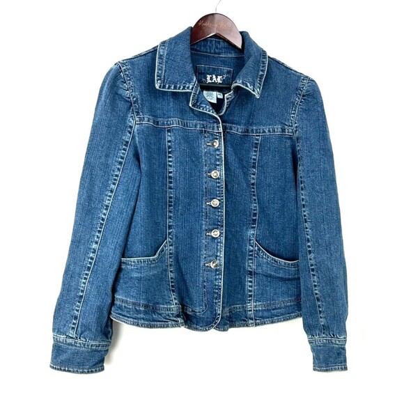 Live A Little LAL Women Blue Denim Jean Jacket Fitted Classic Sz PXL 1153E2 - Picture 2 of 11